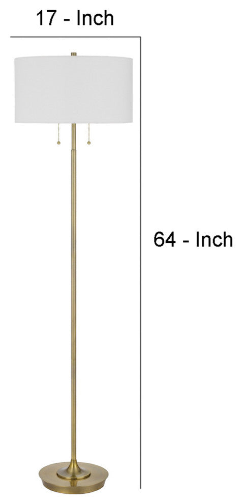Benzara BM272214 64" Metal Floor Lamp With Pull Chain Switch, Brass