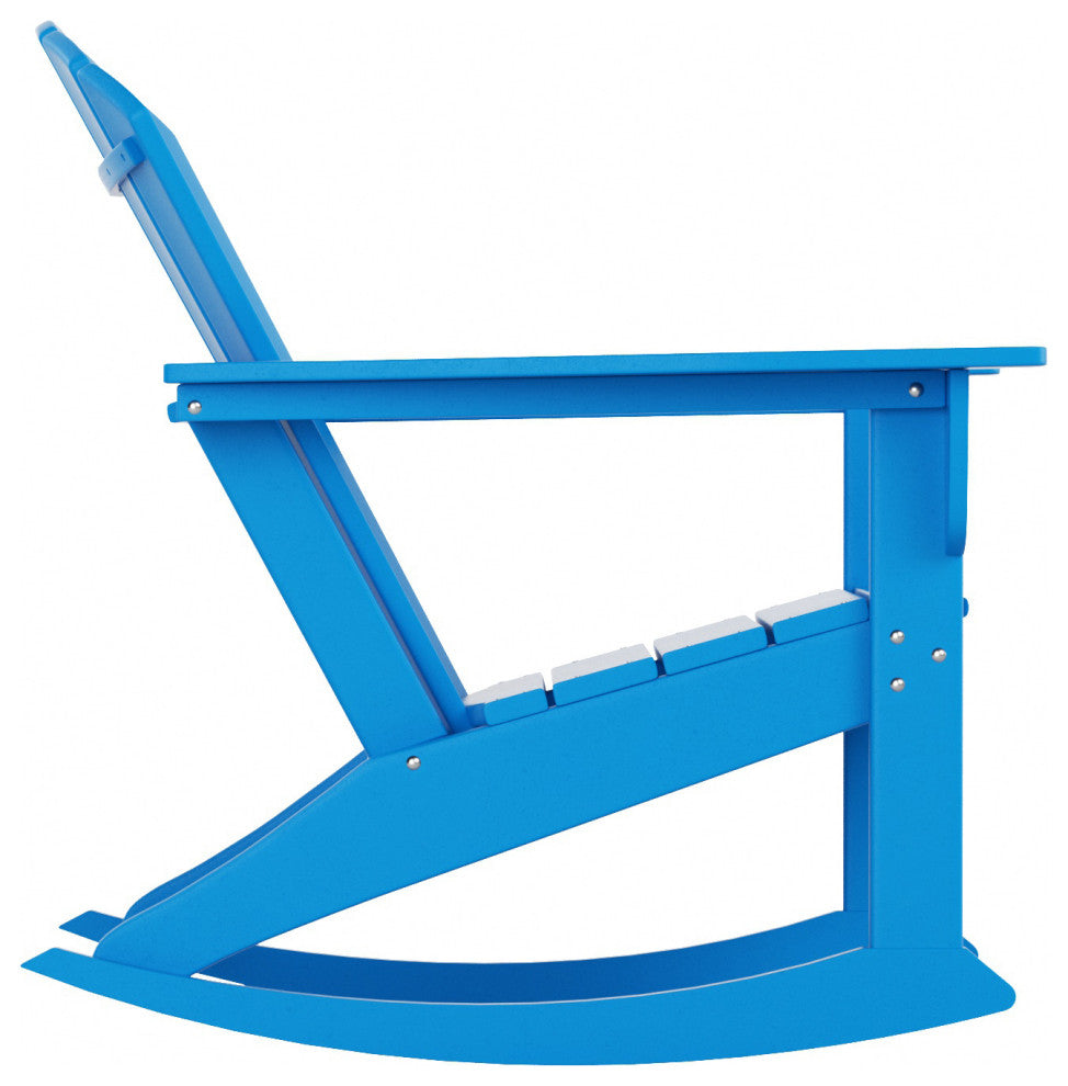 WestinTrends Outdoor Patio Poly Lumber Adirondack Porch Rocking Chair Rocker, Pacific Blue