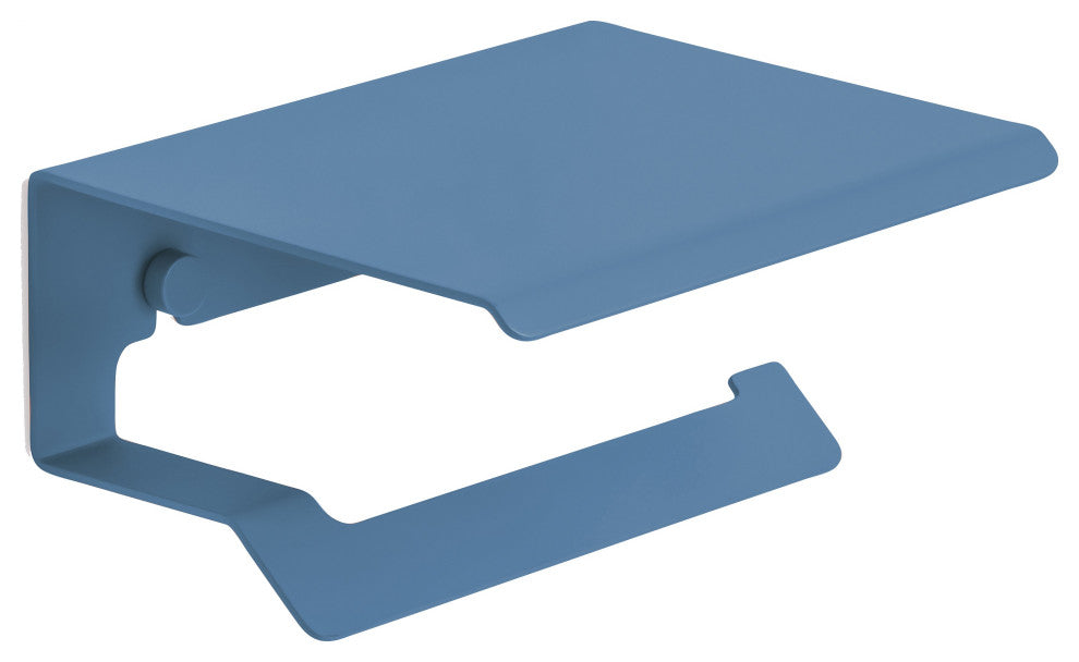 Slim Toilet Paper Holder With Lid, Matte Blue