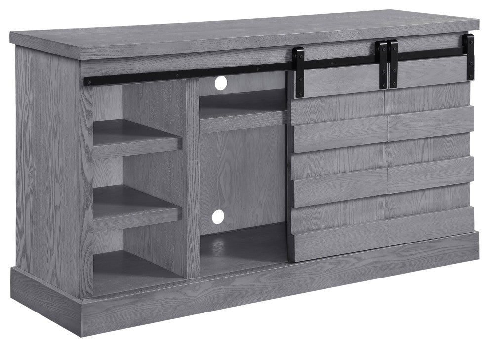 Amrita TV Stand WithFireplace, Gray Oak