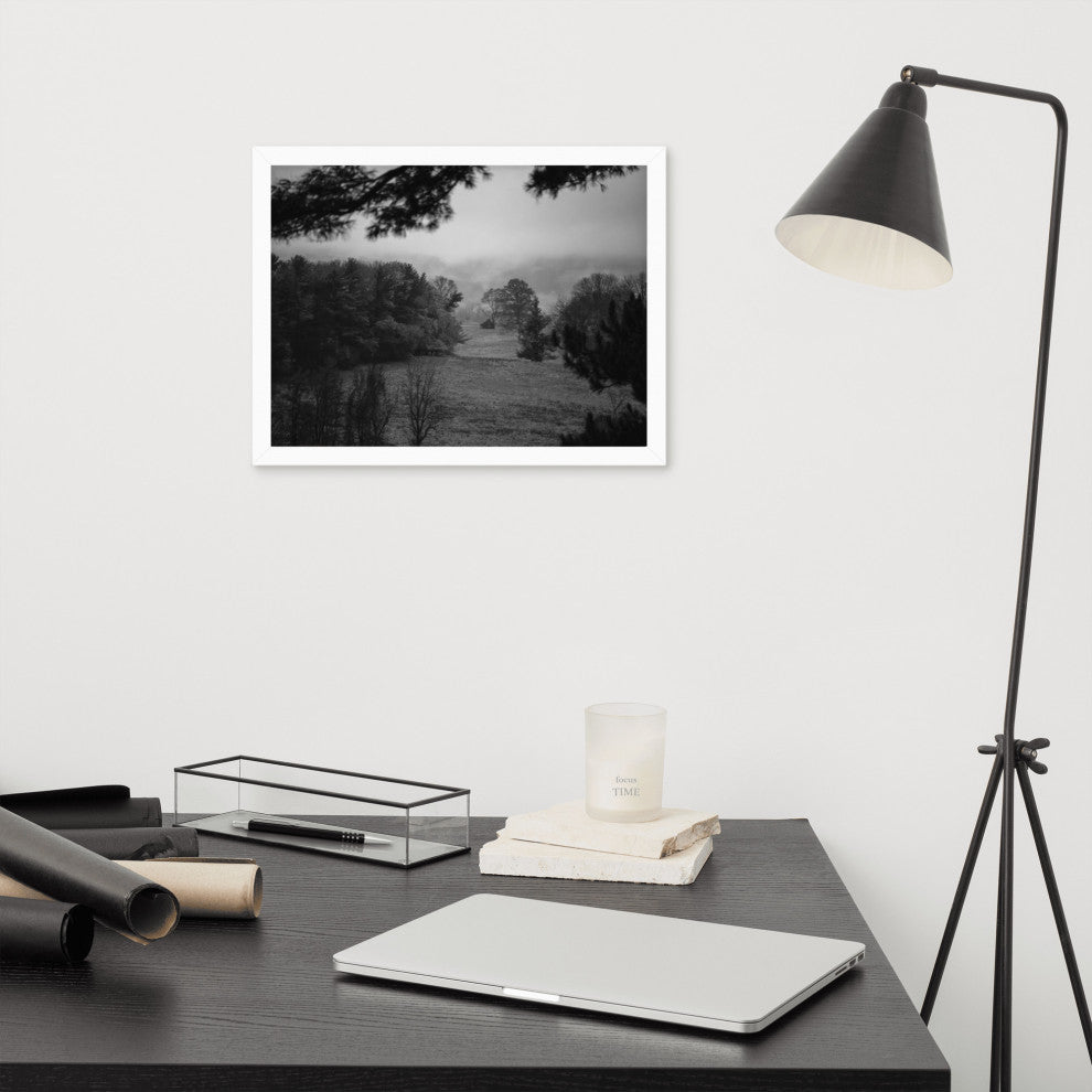 Mist of Valley Forge in Black and White Framed Photo Paper Wall Art Prints, White, 12" X 16"