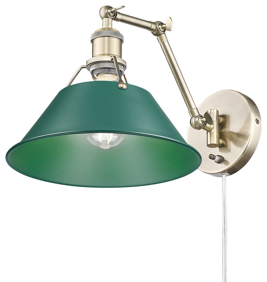 Golden Lighting 3306-A1W AB Orwell 9" Tall Wall Sconce - Aged Brass / Pine