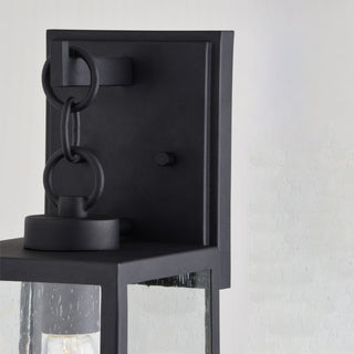 Berkley Metal 1-Light Textured Black Outdoor Wall Lantern Clear Glass