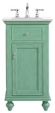 19" Single Bathroom Vanity, Vintage Mint With Ivory White Engineered Marble