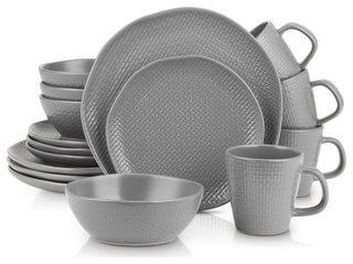 Stone Lain Abigail Stoneware 32 Piece Dinnerware Set, Gray