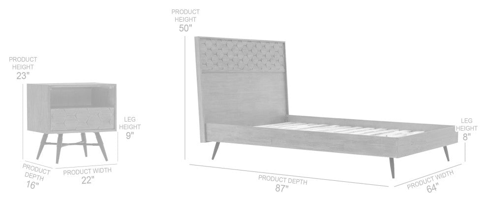 Makena 3-Piece Queen Bedroom Set, Gray Acacia Wood