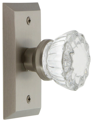 Studio Plate Privacy Crystal Glass Knob, Satin Nickel