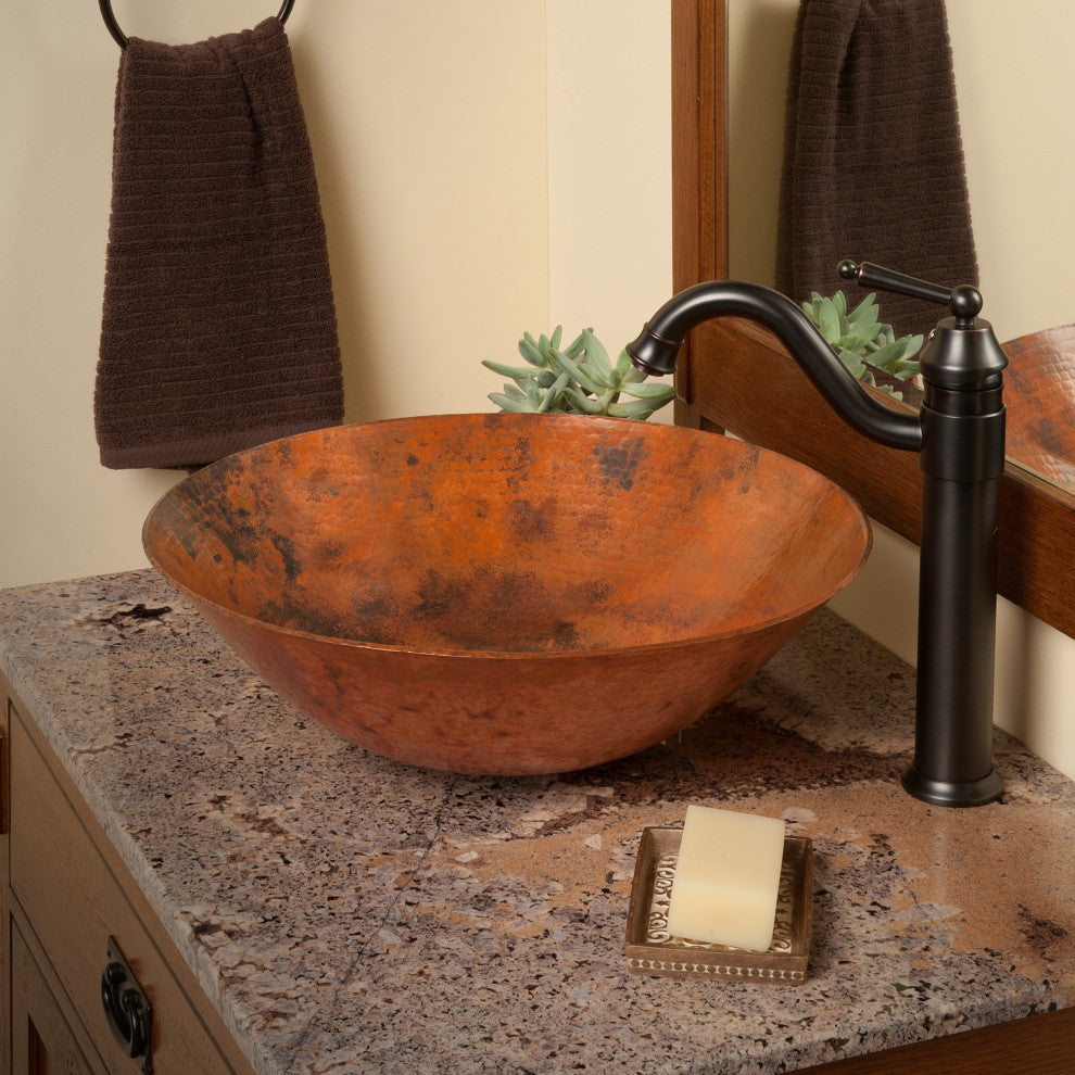 Catalonia Copper Vessel Sink and Faucet Set, Oil Rubbed Bronze
