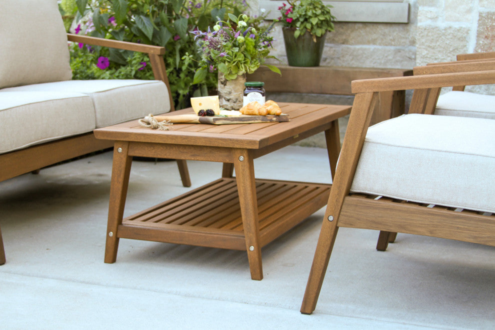 Modern 4-Piece Seating Group, Eucalyptus With Olefin Fabrics