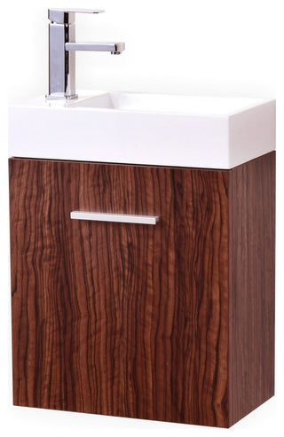 Bliss 18" Wall Mount Bathroom Vanity, Walnut
