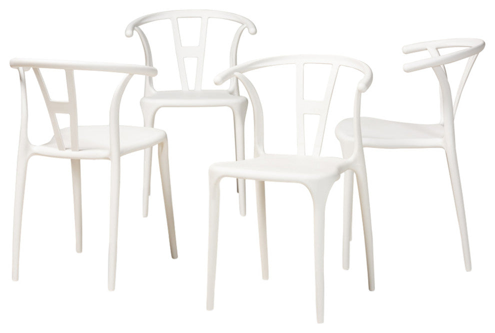 Idell Modern 4-Piece Stackable Dining Chairs, White