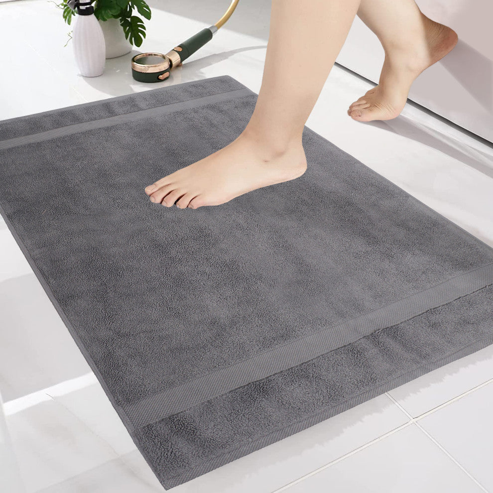 Organic Cotton Feather Touch Quick Dry 900 GSM Bath Mat, 20"X33", Sharkskin Grey
