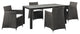 Modern Contemporary Outdoor Patio Dining Set, White, Fabric, Synthetic Rattan