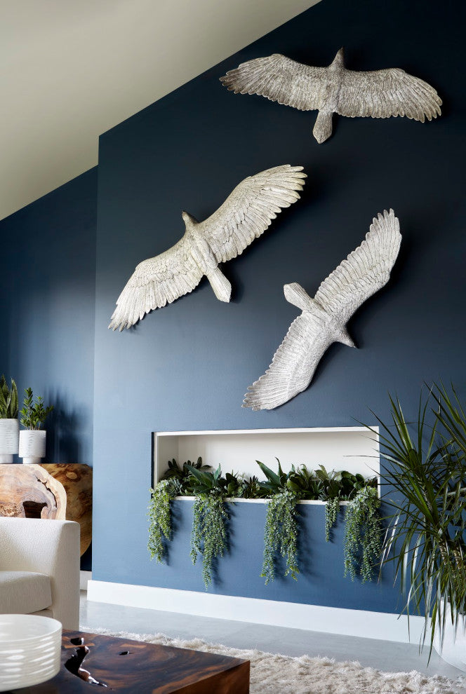Soaring Eagle Wall Art, Resin, Silver Leaf, Small