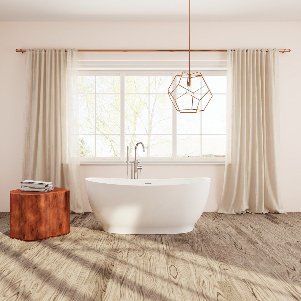 Perlato Vittoria Eco-Lapistone Freestanding Tub, White Satin, 59"