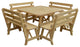Pine 43" Square Table with Backed Benches, Unfinished