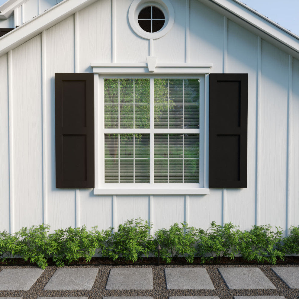 Rustic Two Equal Panel Flat Panel Smooth Faux Wood Shutters (Per Pair)