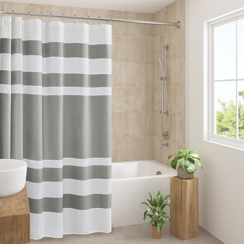 Madison Park Spa Waffle Shower Curtain With 3M Treatment