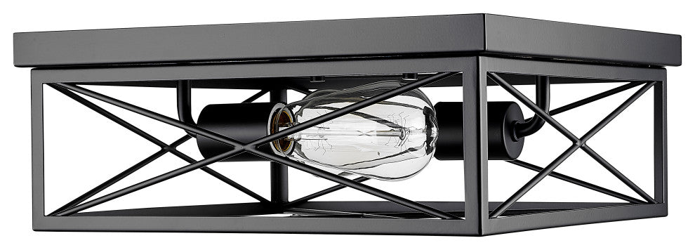 2 Light 13 in. Matte Black Flushmount
