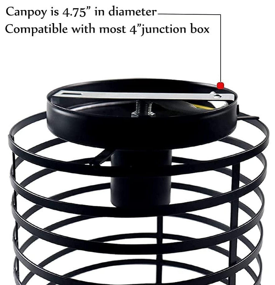 Small Cage Ceiling Light Fixture, Rust, Black, Industrial