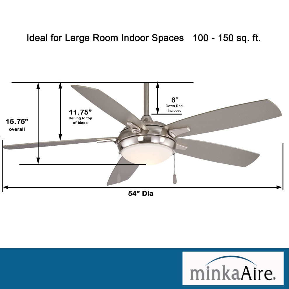 MinkaAire Nickel Lun-Aire 54" 5-Blade Indoor LED Ceiling Fan
