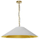Incandescent Pendant, Aged Brass with White / Gold Shade, XL