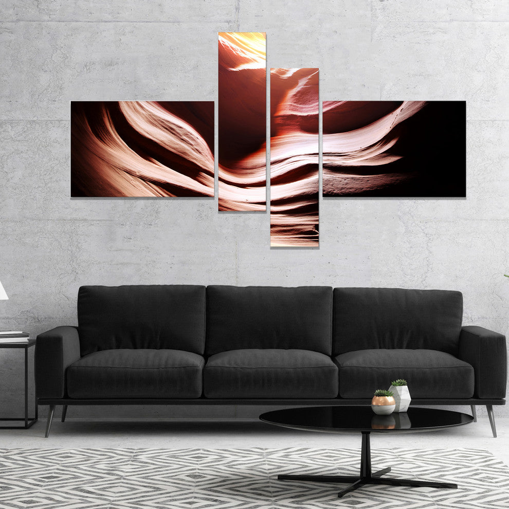 Antelope Canyon in Brown Shade, Landscape Photo Canvas Print, 60"x32", 4 panels