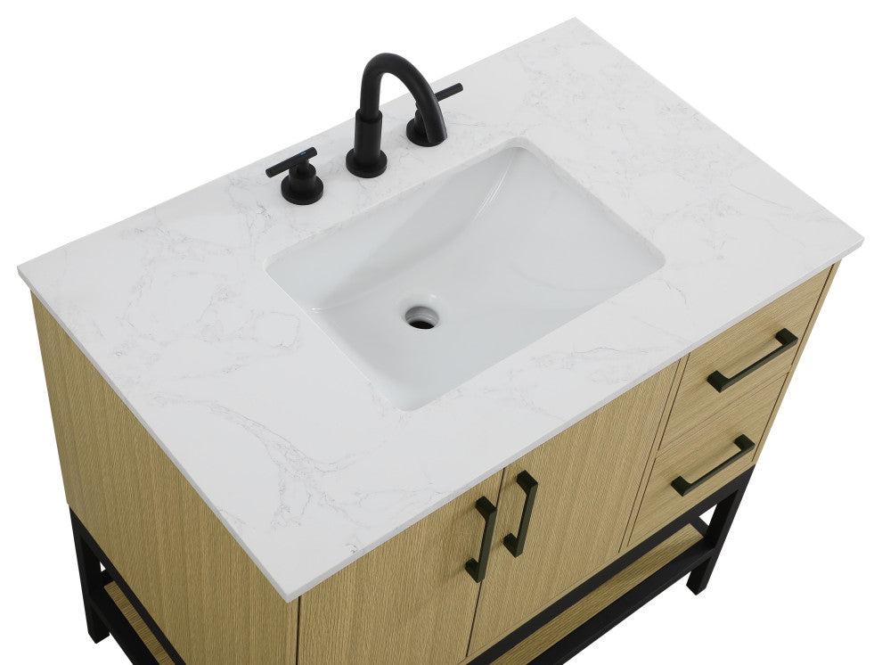 Home Living 36" Single Bathroom Vanity, Honey Brown