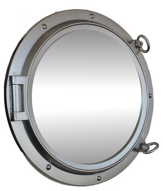 Porthole Mirror, Silver Finish, 24''