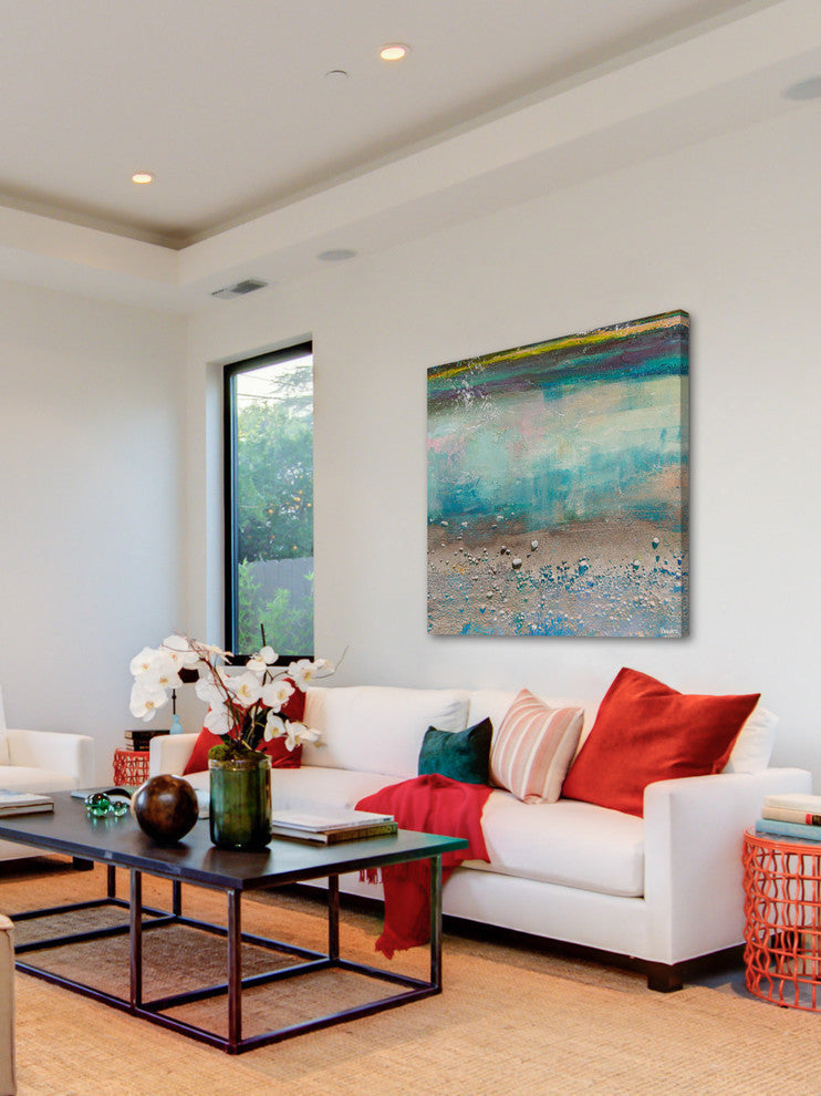 "Sand Pebbles" Painting Print on Wrapped Canvas, 48"x48"