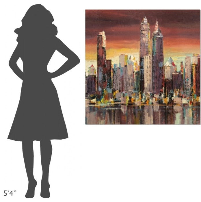"Sera su New York (detail)" Stretched Canvas Giclee by Luigi Florio, 40x40"