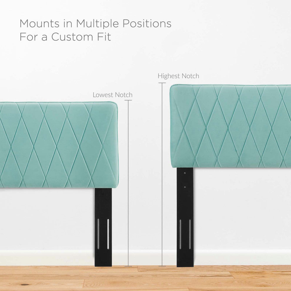 Headboard, Twin Size, Velvet, Blue, Modern Contemporary, Bedroom Master Suite