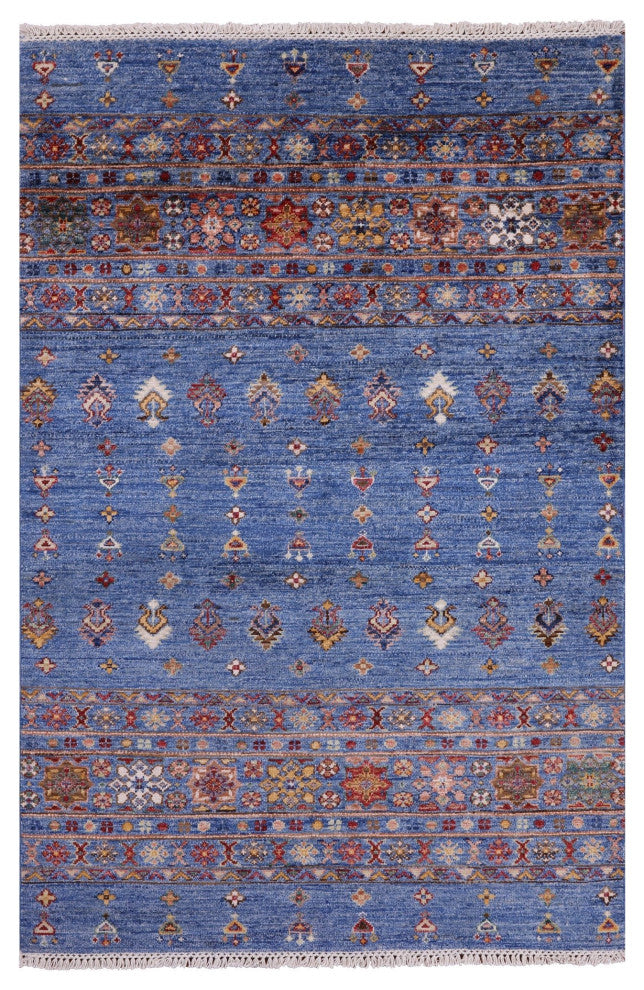 3' 5" X 5' 1" Khorjin Super Kazak Handmade Wool Rug Q10026