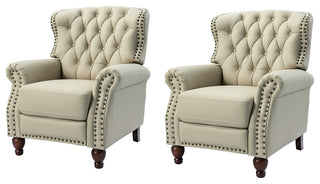 Genuine Leather Recliner, Set of 2, Beige