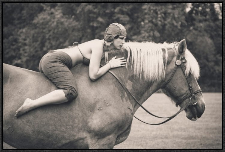 "Off To The Races" Framed Canvas Giclee by Jae, 31x21"