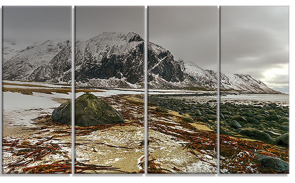Eggum Lofoten Islands Norway, Landscape Canvas Art Print, 48"x28", 4 Panels