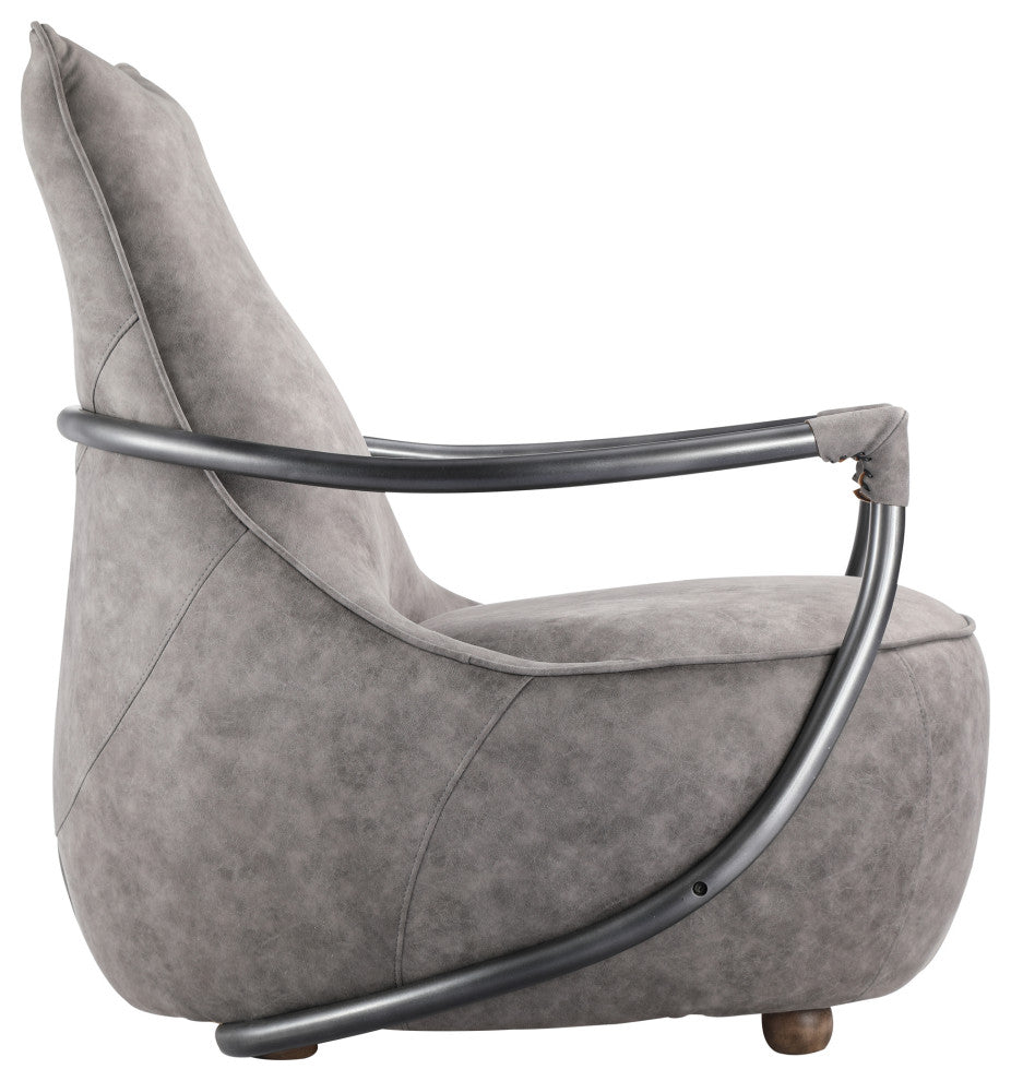 First of A Kind Carlisle Club Chair Rolling Gray Velvet
