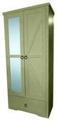Farmhouse Solid Wood Armoire Wardrobe With Mirror, Summer Sage