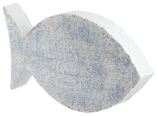 10.6" Cape Cod Inspired Table Top White and Blue Fish Decoration