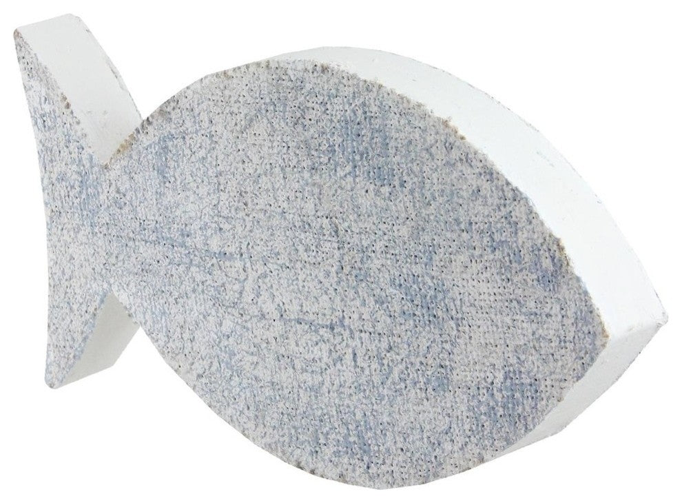 10.6" Cape Cod Inspired Table Top White and Blue Fish Decoration