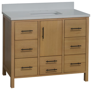 California 42" Bathroom Vanity, Blonde, Matte White