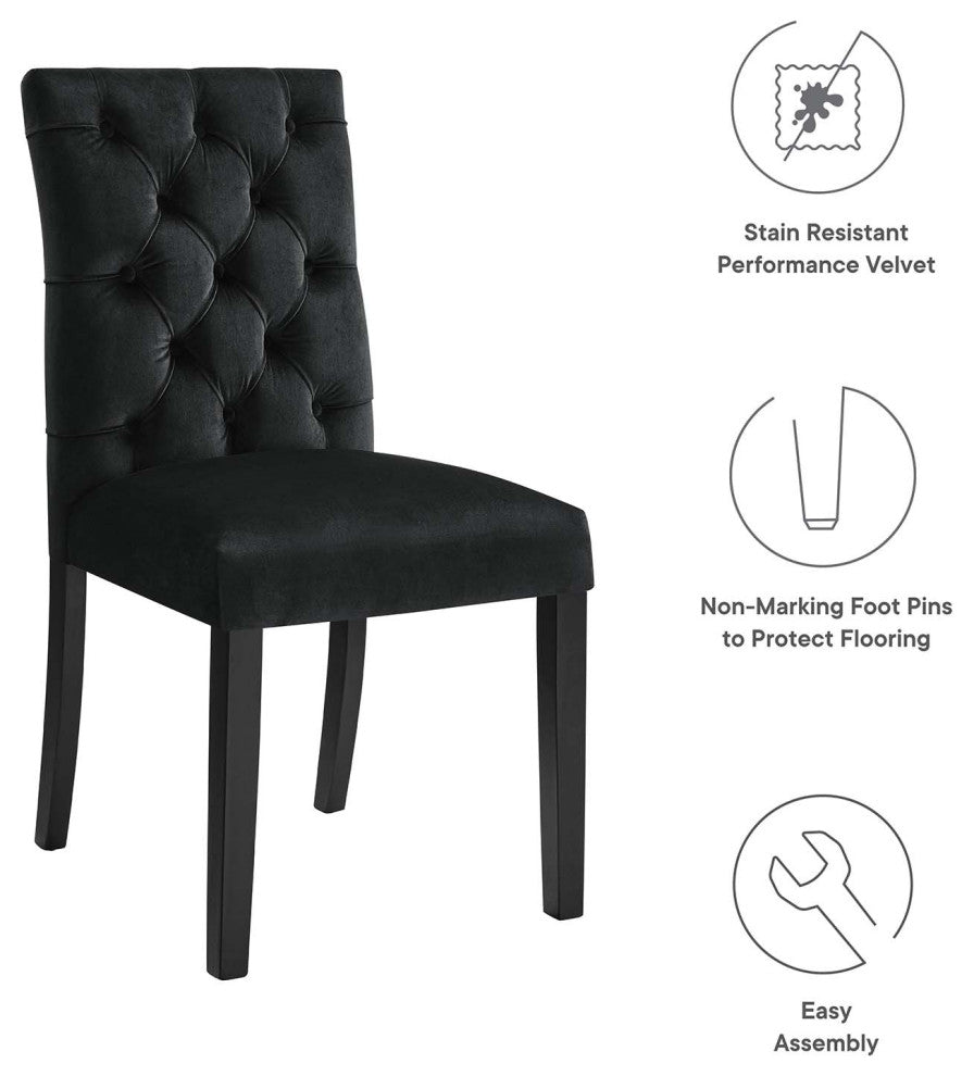 Side Dining Chair, Set of 2, Black, Velvet, Modern, Cafe Bistro Hospitality
