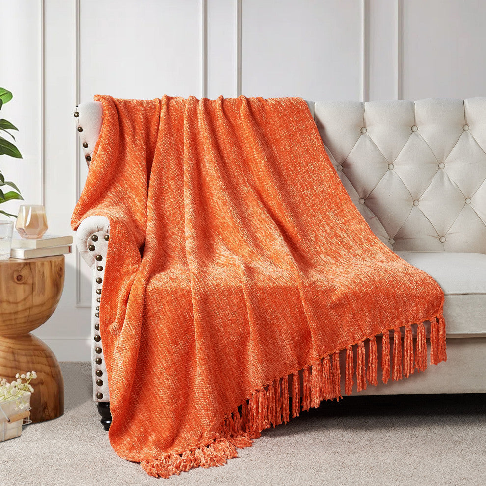 Crystal Chenille Jumbo Throw Blanket, Flame