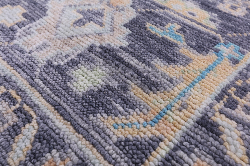8' Square Hand-Knotted Turkish Oushak Wool Rug - Q13374