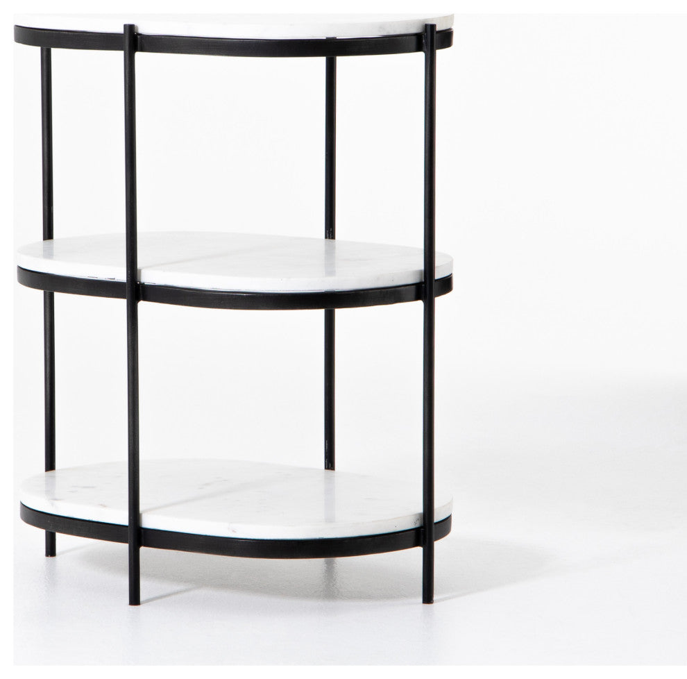 Felix Oval Nightstand-Hammered Grey WithCl