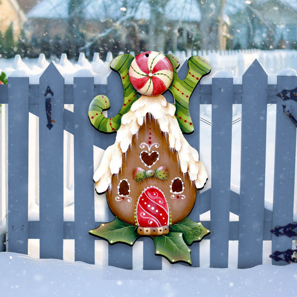 Joy Gingerbread House Door Hanger