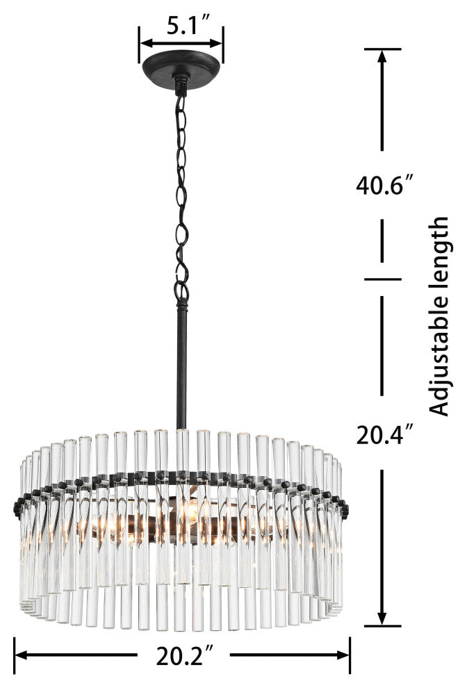 Eva 5-light Antique Black Crystal Chandelier