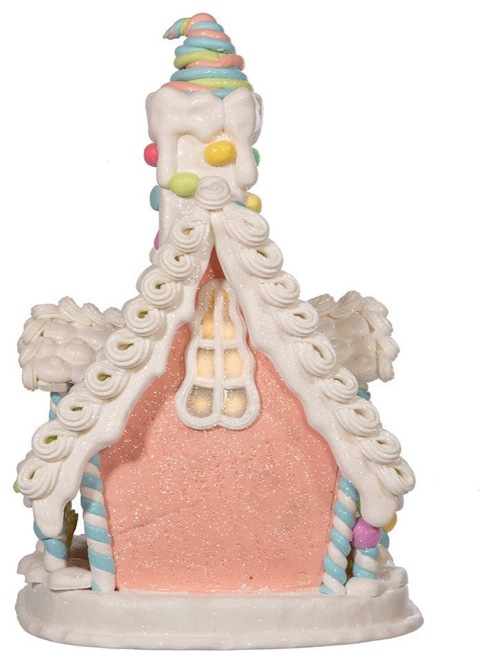 12.5" Battery-Operated Light Up Pastel Gingerbread House