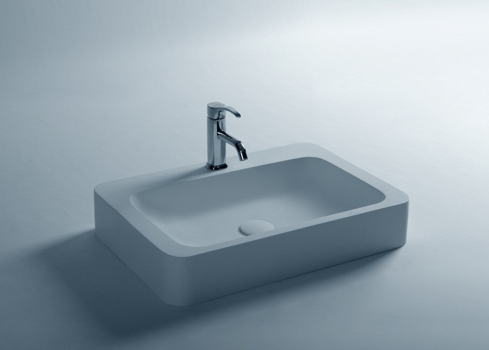 ADM Rectangular Countertop Sink, White, 24", Matte White