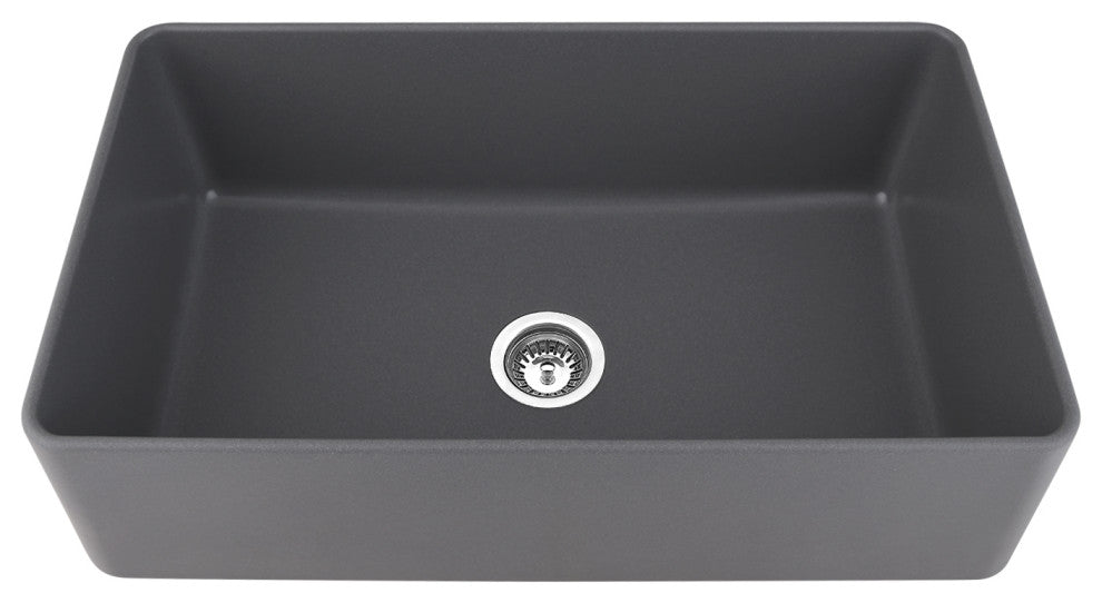 33" x 19" Gray Quartz Single Bowl Farmhouse Apron Kitchen Sink